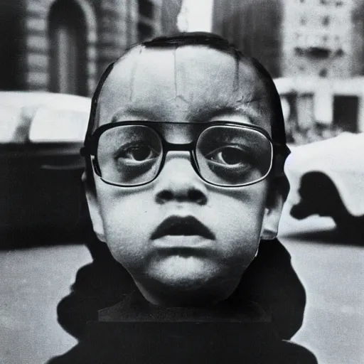 Image similar to street photograph portrait in new york from the year 1 9 6 0, ultra - detailed hyper - realistic, photographed on damaged film