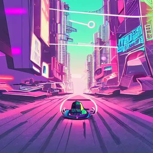 Image similar to a cyberpunk corgi in a futuristic city, flying cars, neon lights, synthwave, digital illustration