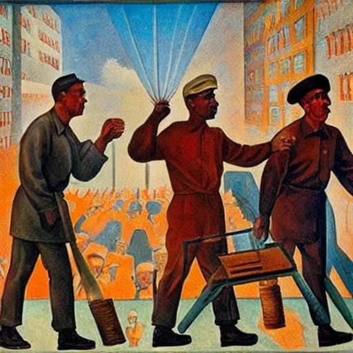 Image similar to the word daily!!!!!!!!!!!!!!!!!!!!!!!! depicted in a socialist realist mural