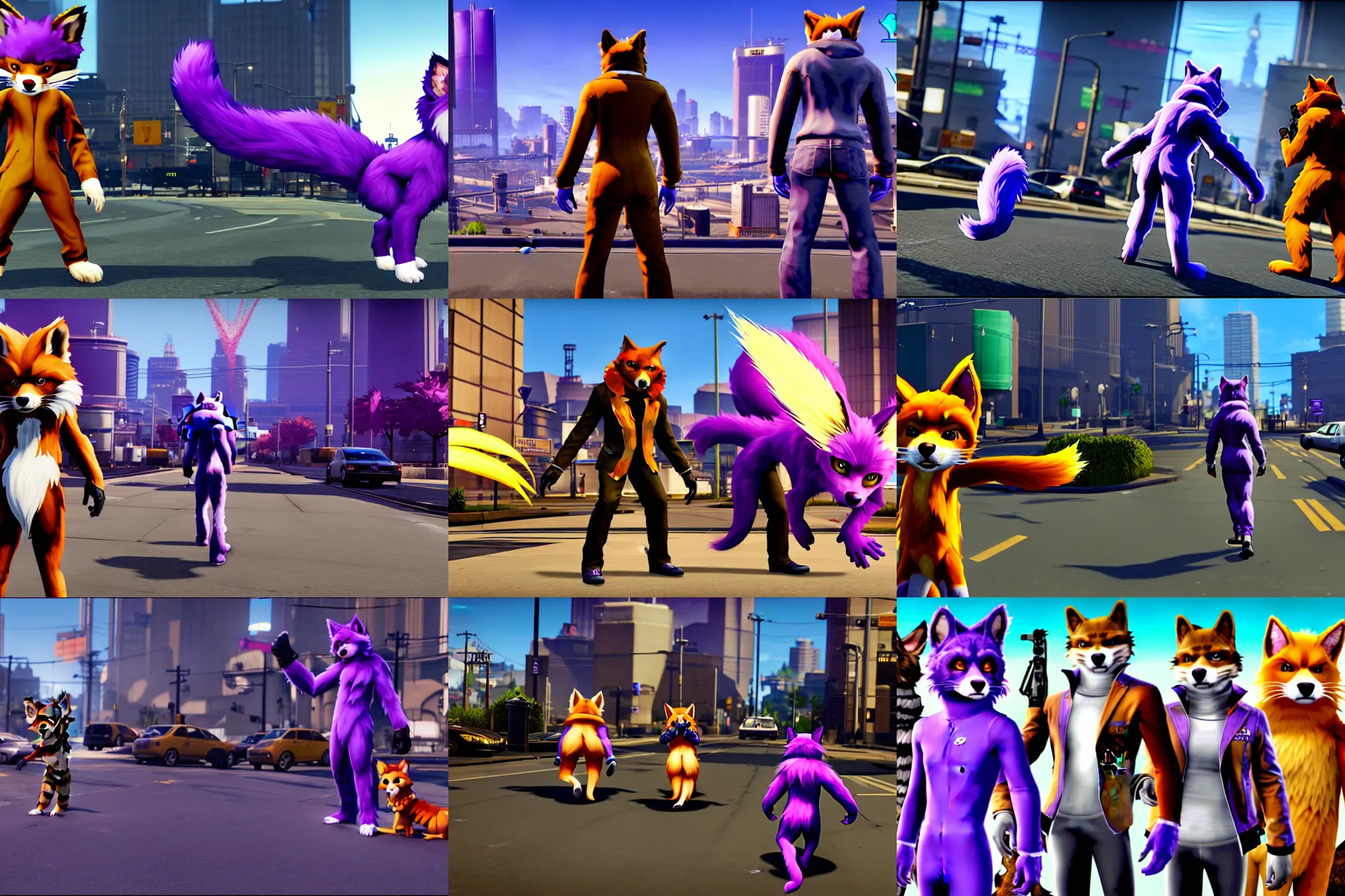 Prompt: screenshot of furries ( tails attached ) in saints row