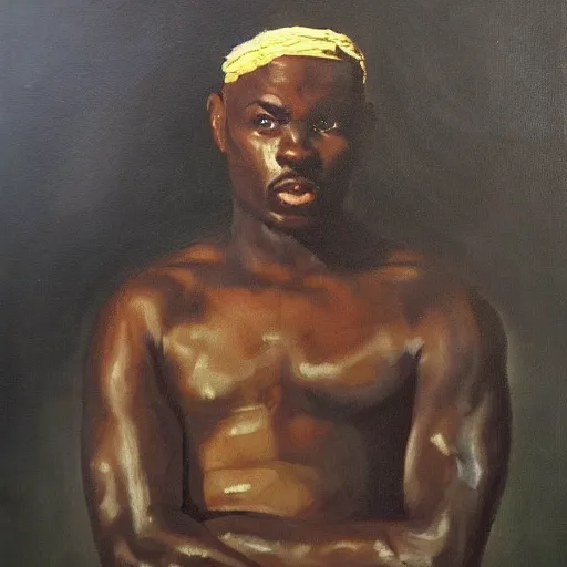 Prompt: a black man reconciling his important dreams, impressive oil painting