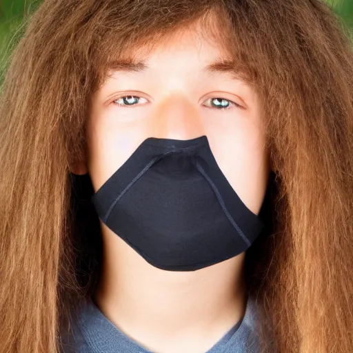 Image similar to a teenager boy with a long hair that covers his face