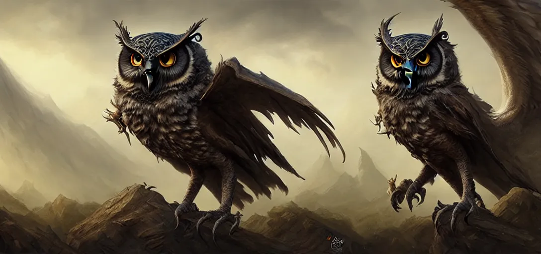 Prompt: d & d concept art matte painting owlfolk race in the style of stefan kostic, realistic, sharp focus, 8 k high definition, insanely detailed, intricate, mysterious, art by stanley lau and artgerm and luis royo