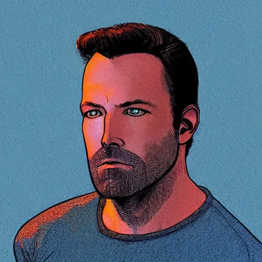 Image similar to “ ben affleck retro minimalist portrait by jean giraud, moebius starwatcher, color comic, 8 k ”