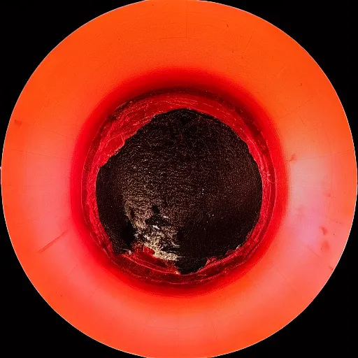 Image similar to tiny planet, crimson-black, dripping honey