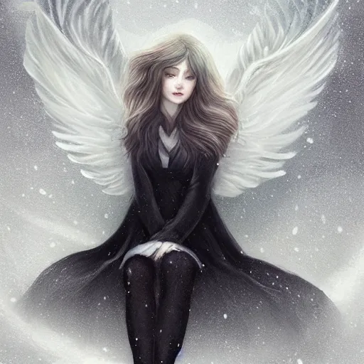 Prompt: snow angel inspired by charlie bowater