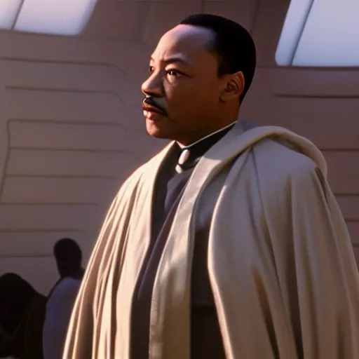 Image similar to martin luther king as mace windu in star wars, 8k resolution, full HD, cinematic lighting, award winning, anatomically correct