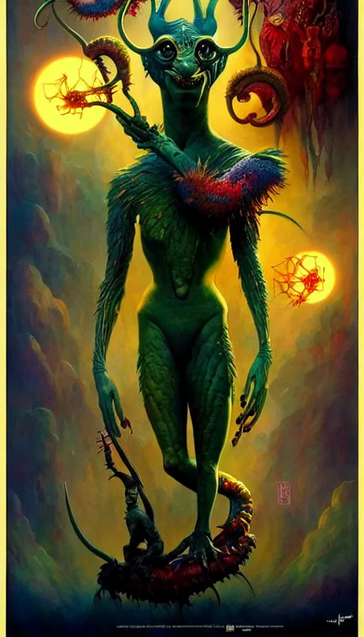 Image similar to exquisite imaginative imposing weird creature movie poster art humanoid colourful movie art by : : proko weta studio tom bagshaw james jean frank frazetta