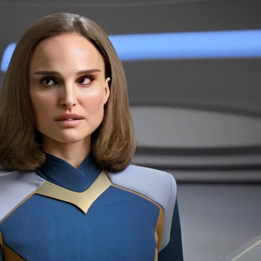 Prompt: Natalie Portman in Star Trek, (EOS 5DS R, ISO100, f/8, 1/125, 84mm, clear face, prime lense)