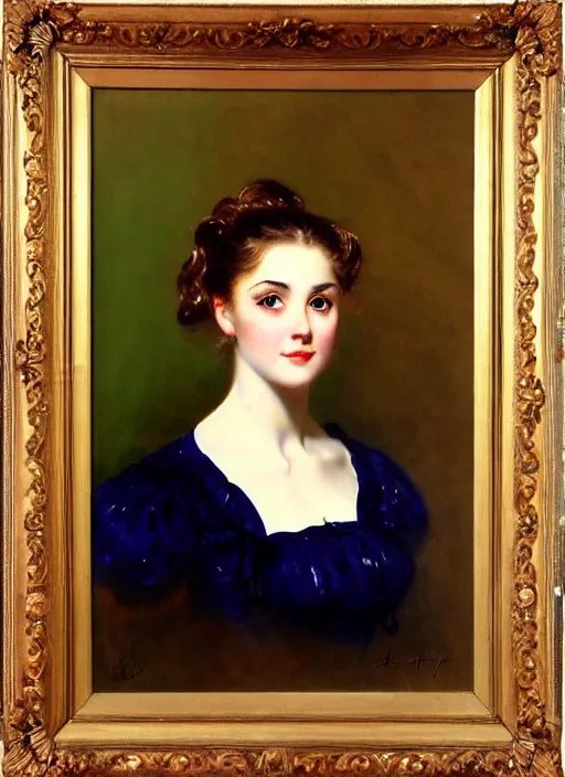 Image similar to a portrait of a pretty young lady by adolf hiremy - hirschl