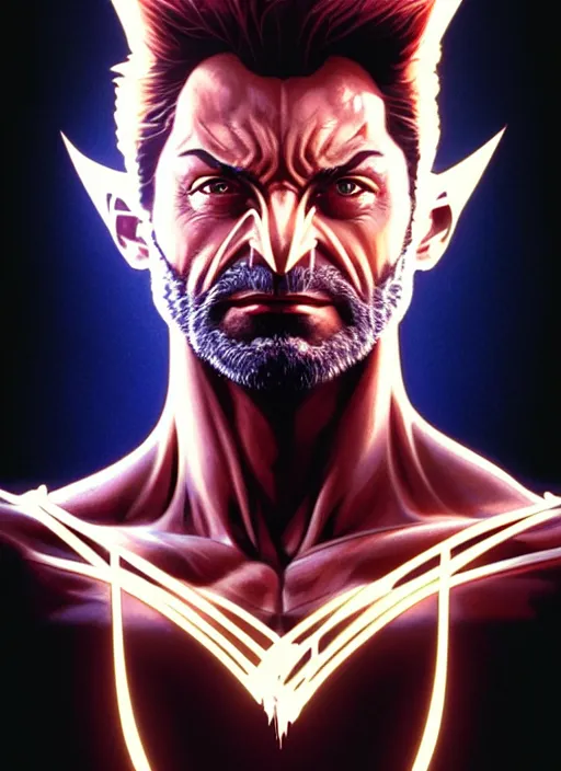 Prompt: symmetry portrait of wolverine from x - men : the animated series ( 1 9 9 2 ), glowing lights, intricate, elegant, highly detailed, digital painting, artstation, concept art, smooth, sharp focus, illustration, art by artgerm and greg rutkowski and alphonse mucha