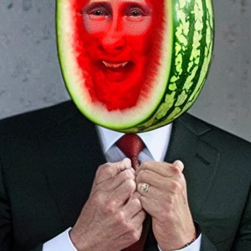 Image similar to vladimir putin inside a watermelon,