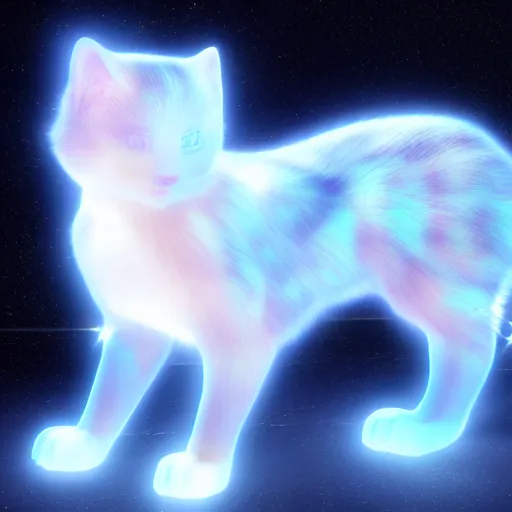 Image similar to opalescent crystal cat, magical, hyperrealistic, octane render