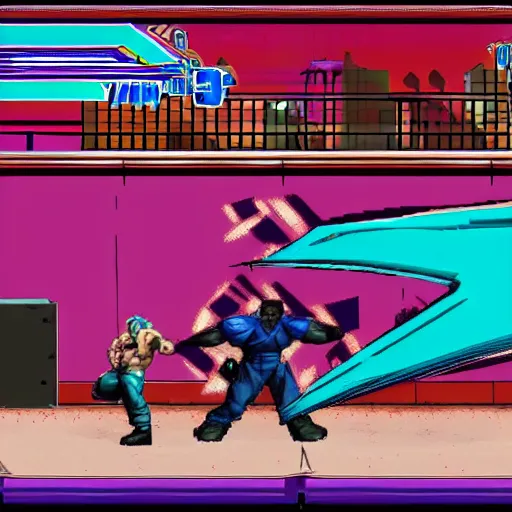 Image similar to Screenshot of Ninja Marvel Fighting game, asymmetrical, style of Street Fighter III 3rd strike, geometric shapes, hard edges, graffiti, street art,:2 by Capcom and Arc System Works:4