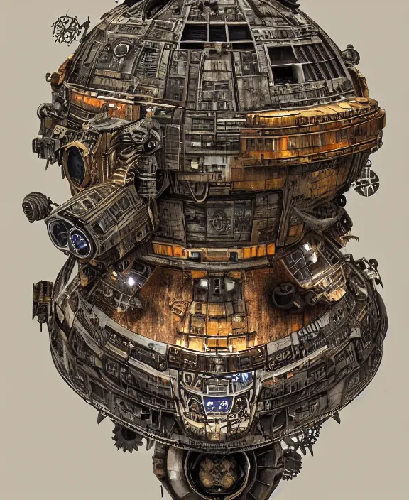 Image similar to a steampunk dieselpunk millennium falcon, intricate, elegant, highly detailed, colorful, vivid color, artstation