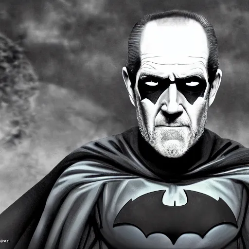 Image similar to george carlin as batman, fully body, digital art, epic scenery, 8 k, highly detailed, george carlin playing as batman, trending on art station