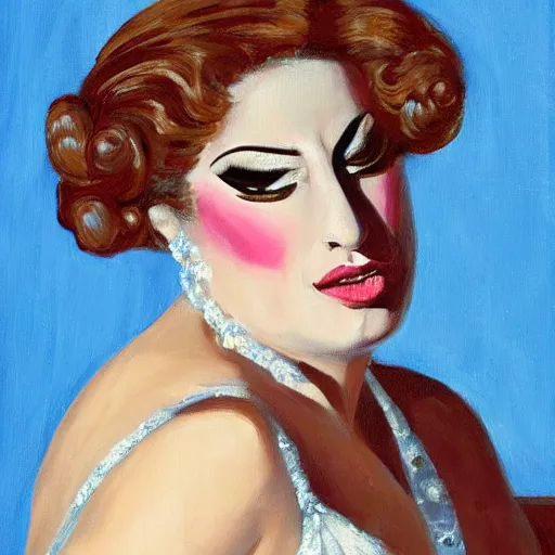 Prompt: painting of a glamorous opera singer performing, highly realistic paining