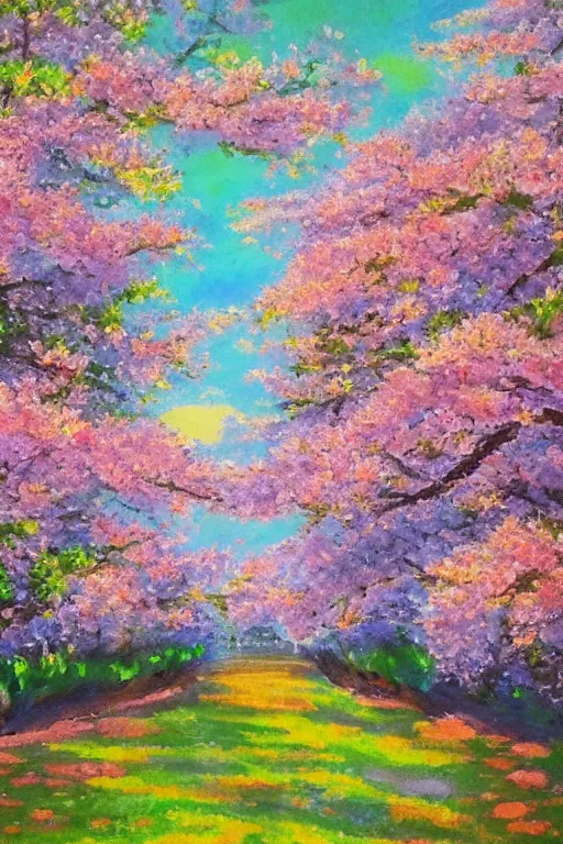 Image similar to Hanami flowers in impressionism style