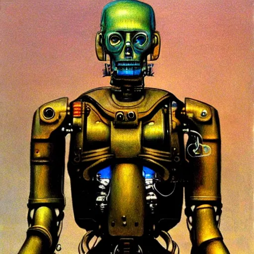 Image similar to highly detailed terminator t - 1 0 0 robot, beksinski style painting