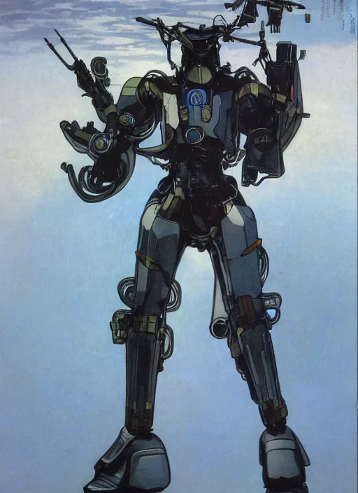 Prompt: full body concept art of a mech space samurai with jet pack and thin mech wings, hovers above ground, dust swirls under him, realistic, cinematic, atmospheric, sci - fi movie character, cctane render, by moebius, alphonse mucha, roger deakins, masamune shirow