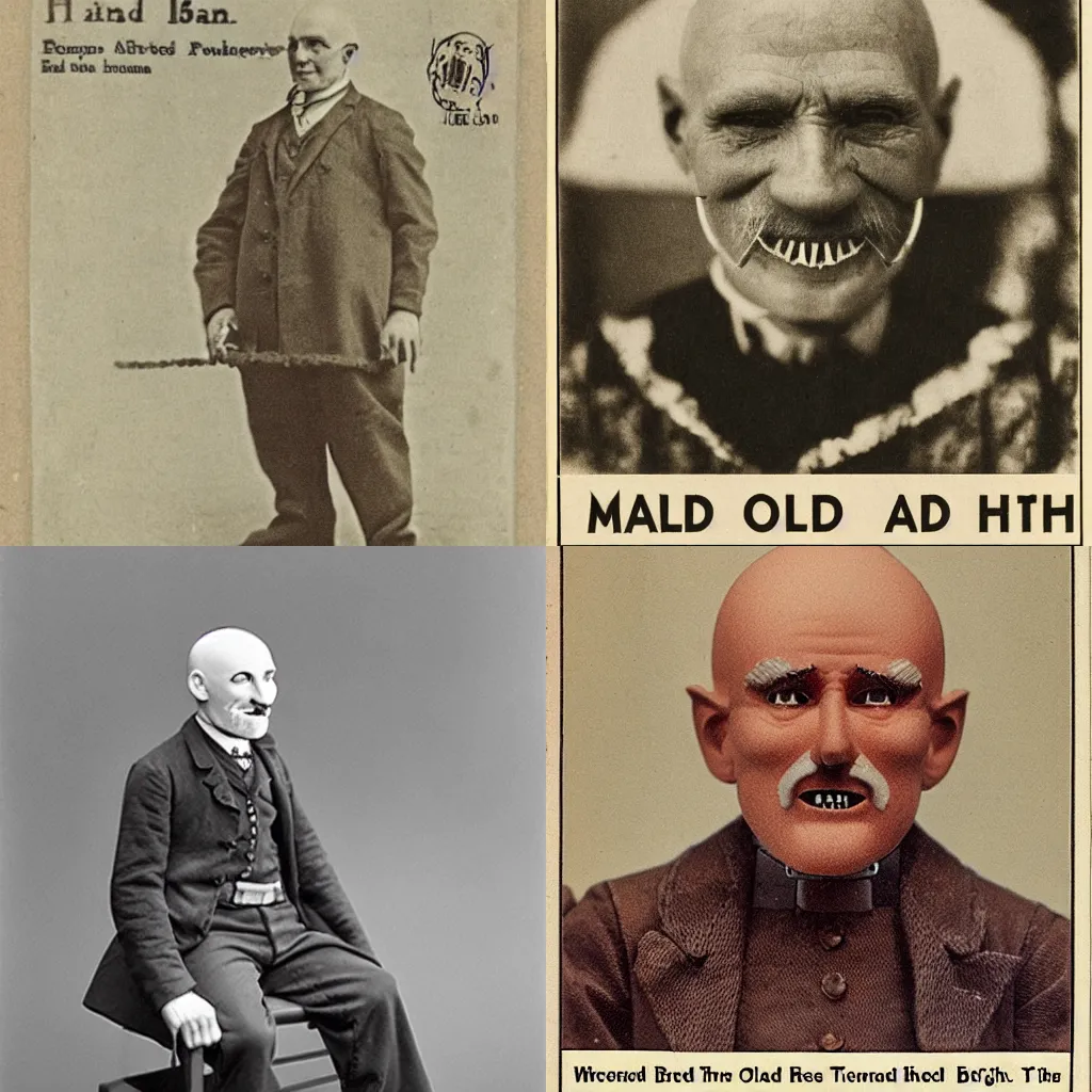 Prompt: bald old man in the 1 9 1 0 with lego teeth