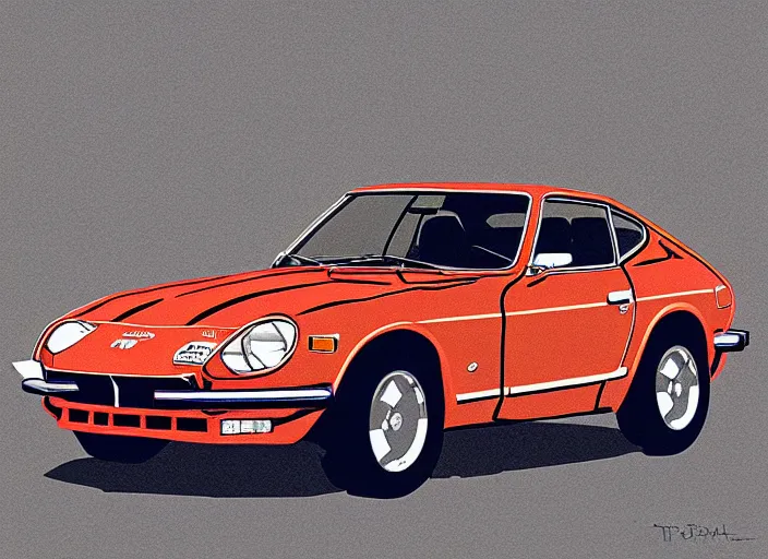 Image similar to highly detailed datsun 2 4 0 z, retro minimalist art by jean giraud, moebius starwatcher comic, sharp, 8 k