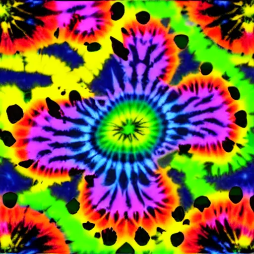 Image similar to colorful 3 d autostereogram illusion puzzle with psychedelic mushrooms dancing among a tie dye desert of peyote | symmetrical seamless tile