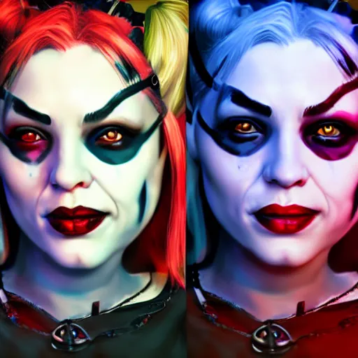 Prompt: hyperrealist portrait of harleyquinn, photo realistic, dynamic lighting, artstation, poster, volumetric lighting, very detailed faces, 4 k, award winning