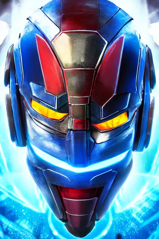 Image similar to robot ninja mask helmet megaman x zero rockman 2 0 2 2 switch game boss legacy collection fanart artsation hyper realistic, octane render clouds, neon colors, bright lights, avatar movie style blue color, 3 2 k image, avatar movie with what if marvel style animation, xel - shaded animation style