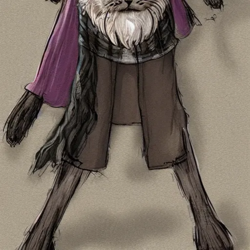 Image similar to humanoid homeless cat, concept art, d & d, fantasy