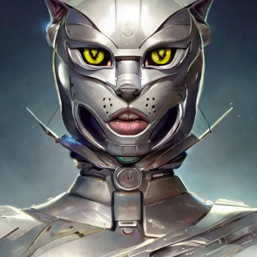 Prompt: cyborg cat, fantasy, portrait, highly detailed, digital painting, trending on artstation, concept art, sharp focus, illustration, art by artgerm and greg rutkowski and magali villeneuv