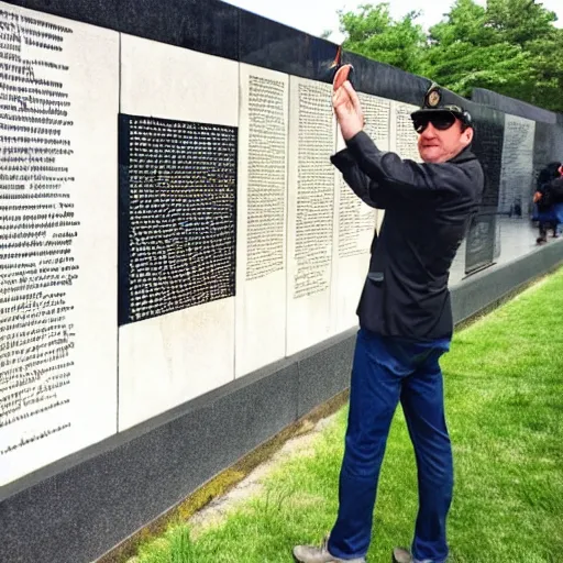 Prompt: mario dabbing at vietnam memorial