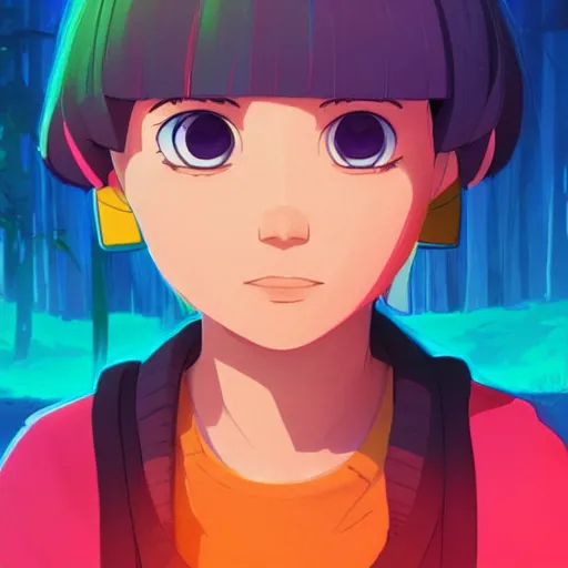 Image similar to ⁠portrait of Dora the Explorer , office cubicle background, rich vivid colors, ambient lighting, dynamic lighting, 4k, HQ, official media, anime key visual, makoto shinkai, ilya kuvshinov, lois van baarle, rossdraws, detailed, trending on artstation