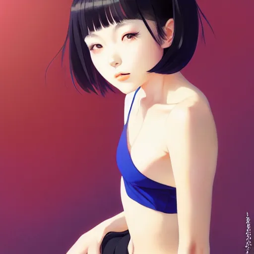 Image similar to a beautiful young japanese billie eillish alluring instagram model in crop top, by ilya kuvshinov and artgerm, aesthetic, gorgeous, alluring, attractive, gapmoe yandere grimdark, trending on pixiv fanbox, painted by greg rutkowski makoto shinkai takashi takeuchi studio ghibli, akihiko yoshida