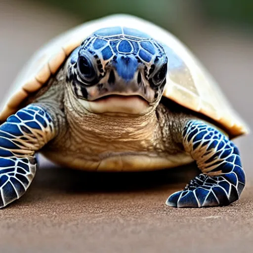 Image similar to a cute turtle with long white fluffy fur
