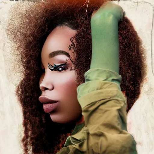 Image similar to sza, creative photo manipulation, creative photoshop, digital art