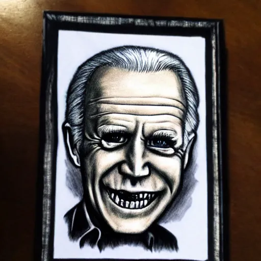 Image similar to grunge drawing of joe biden in the style of jack skellington