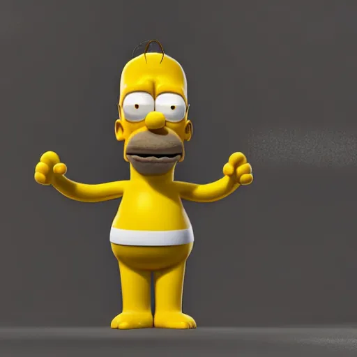 Prompt: 3 d render of real life homer simpson, octane render, pixar style