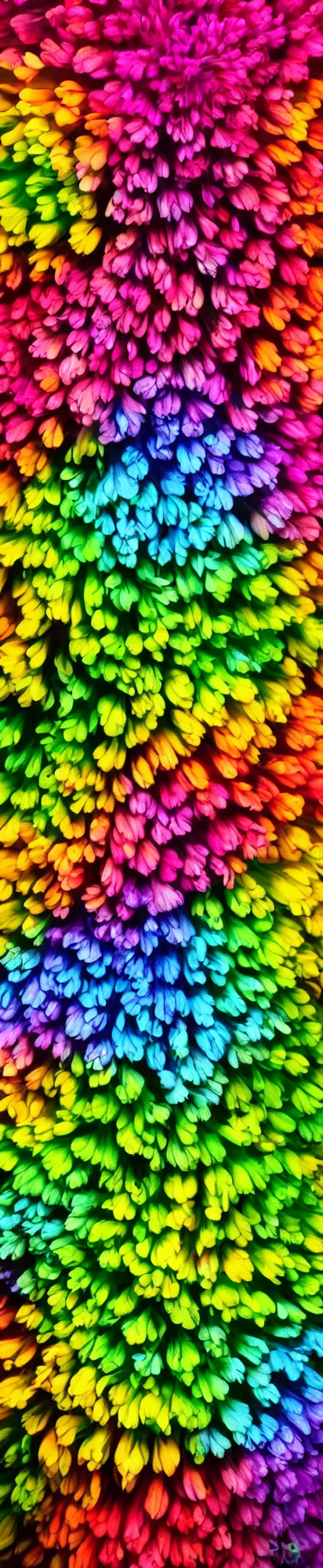 Prompt: vertical macro rainbow flowers