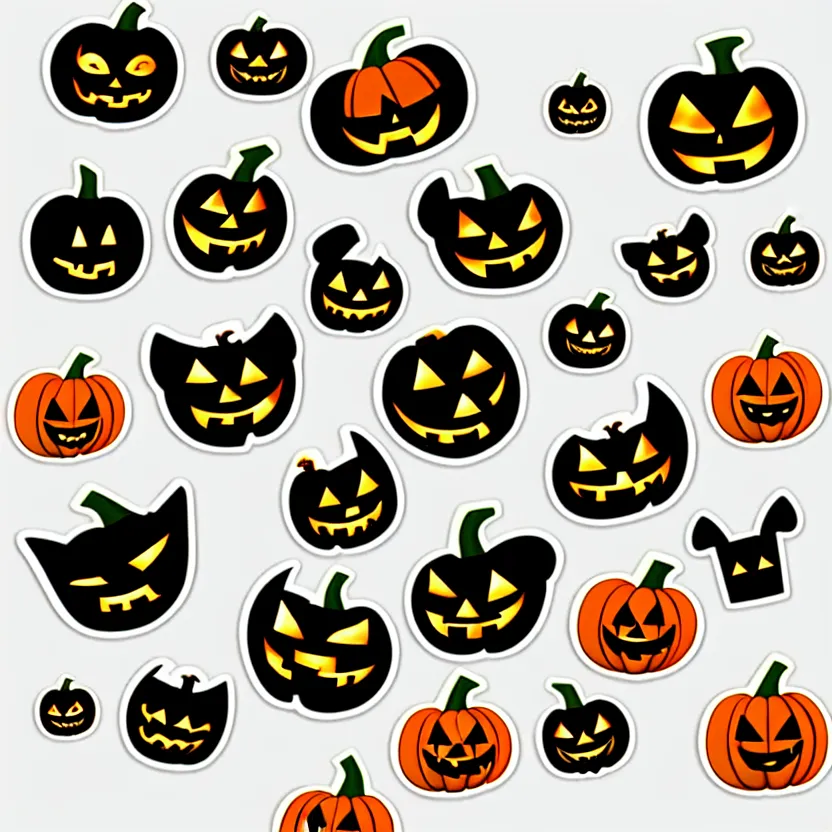 Prompt: cute halloween stickers, adorable, modern trendy clear, 8 k,