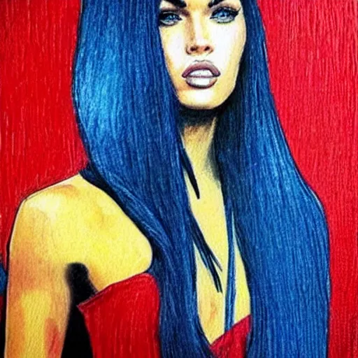 Image similar to “Megan Fox crayons paintings”