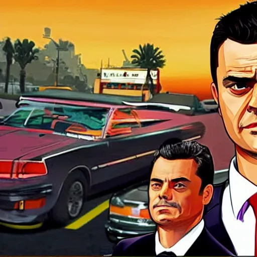 Image similar to Peña Nieto in the style of GTA cover art