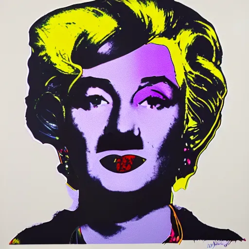 Image similar to individual silk screen portrait of unemployed artist contemplating suicide by andy warhol