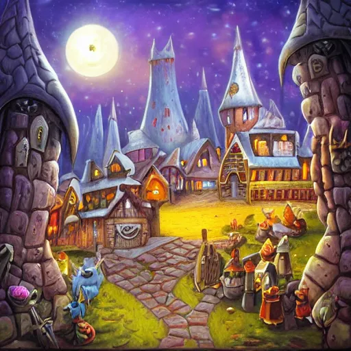 Prompt: wizard village