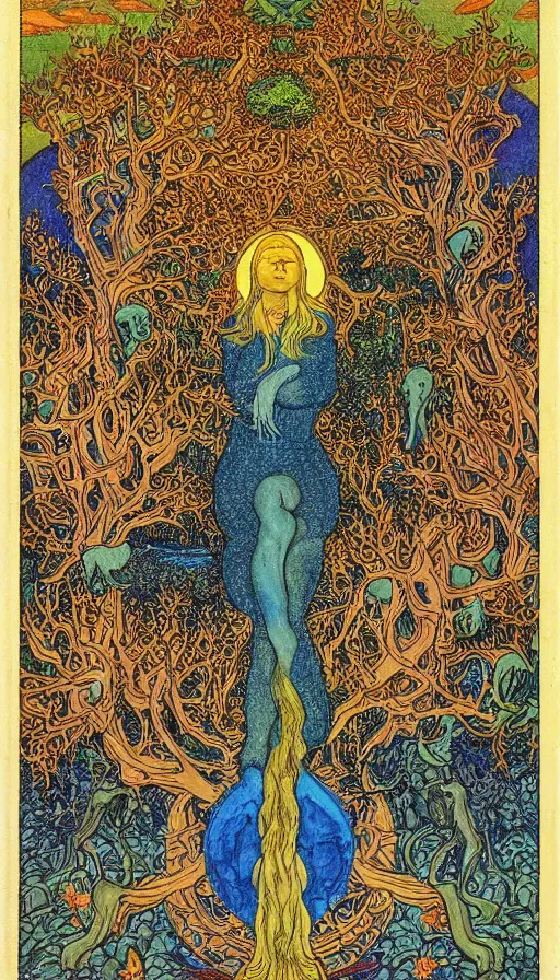 Prompt: The end of an organism, by Ivan Bilibin,