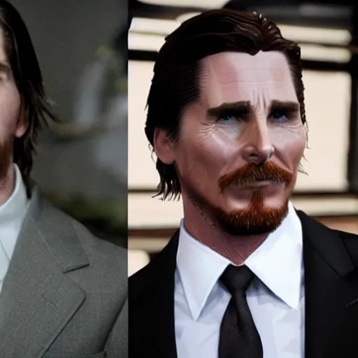 Image similar to christian bale from american psycho film in the God of War game