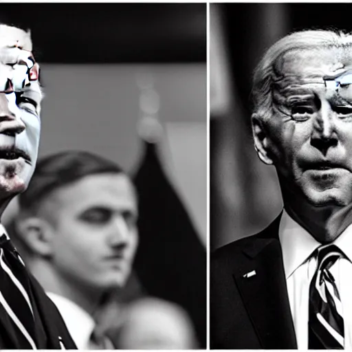 Image similar to A photo of joe biden teams up with a teenage joe biden, perfect faces, 50 mm, award winning photography