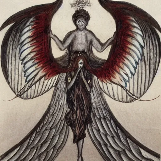 Image similar to seraphim with 6 wings covered in eyes