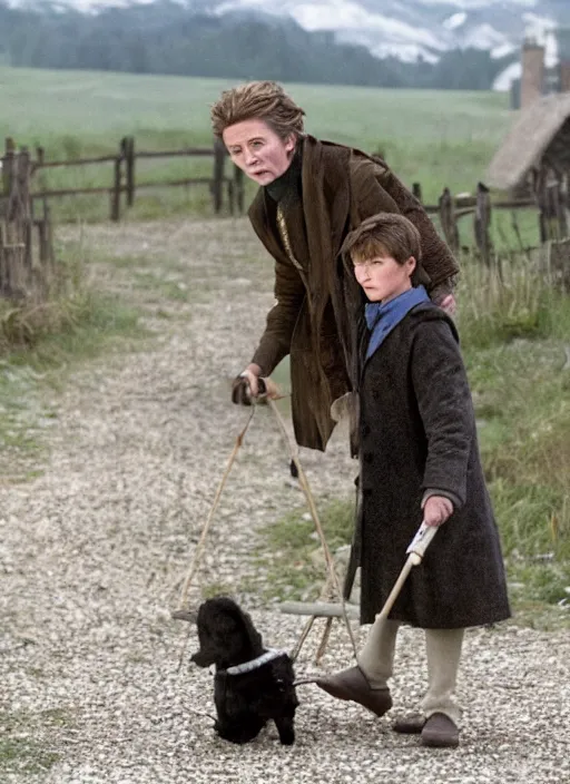 Image similar to film still of Sean Penn as Nanny McPhee in Nanny McPhee, 4k