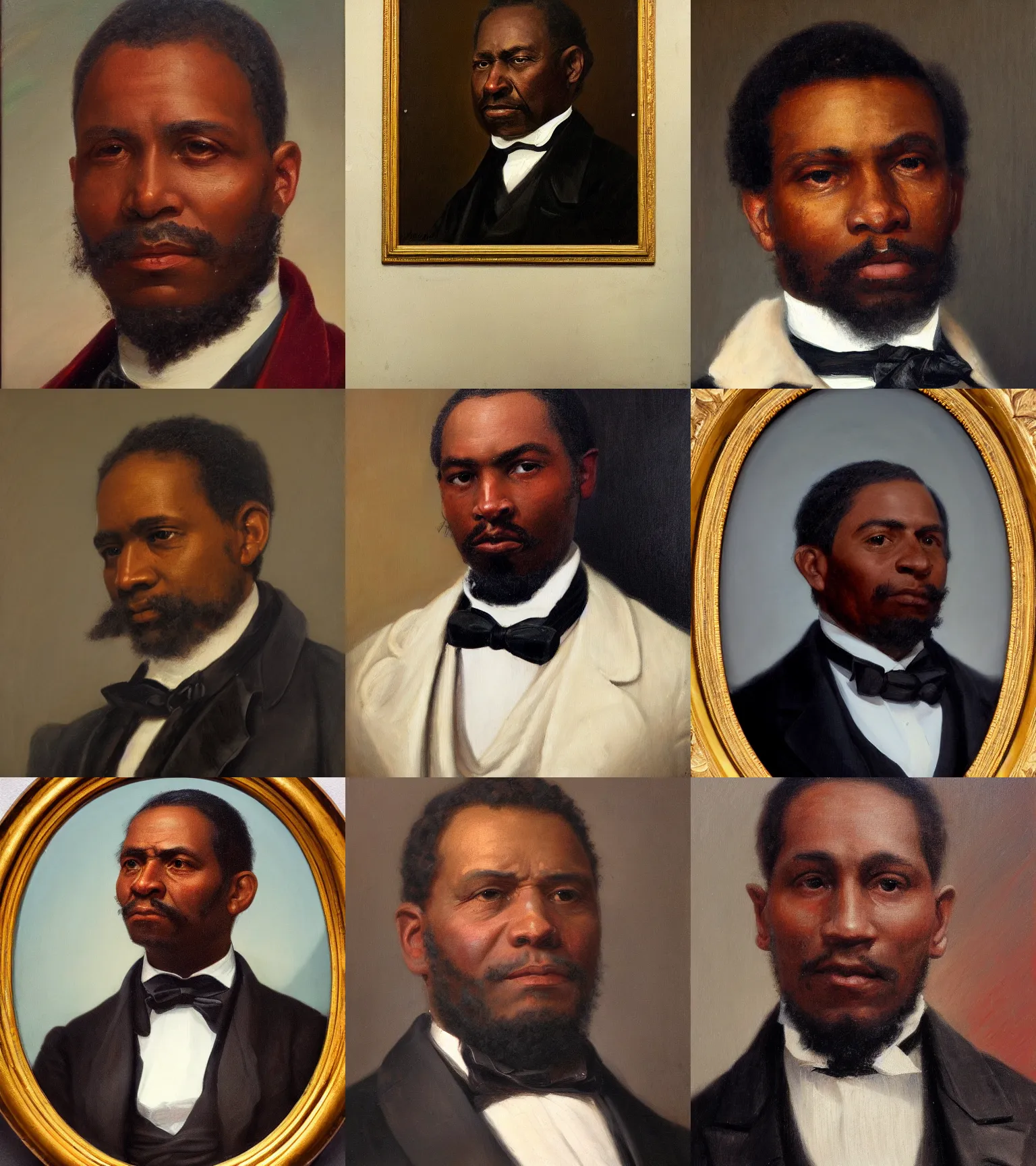 Prompt: facial portrait of the united states president, 1 8 6 7. a black man from louisiana. oil on canvas by william sidney mount, trending on artstation